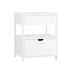 SoBuy Szafka nocna z 2 szufladami Biały 45x38x55.5cm Nowoczesny FRG258-II-W
