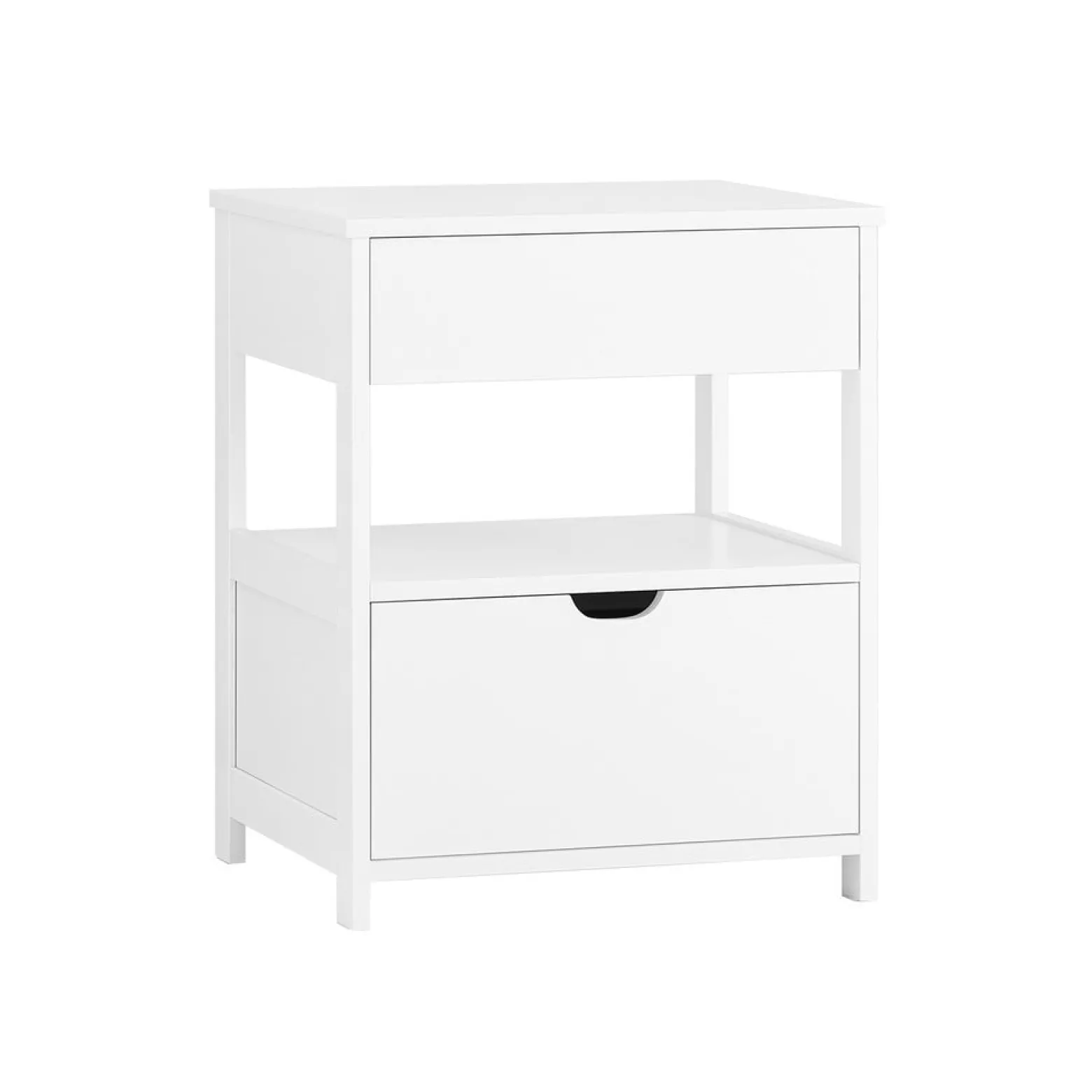 SoBuy Szafka nocna z 2 szufladami Biały 45x38x55.5cm Nowoczesny FRG258-II-W