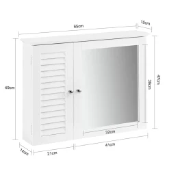 SoBuy Wisząca szafka z 2 drzwiczkami Biały 65x14x49cm BZR55-W