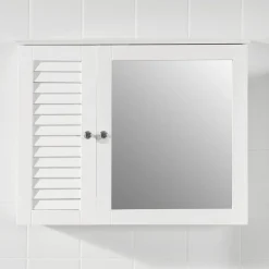 SoBuy Wisząca szafka z 2 drzwiczkami Biały 65x14x49cm BZR55-W