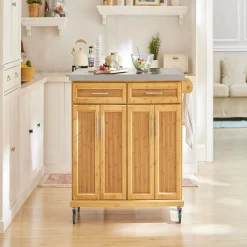 SoBuy Wyspa kuchenna z dwiema szufladami 115x71x92.5cm Funkcjonalny FKW69-N