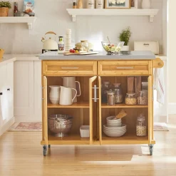 SoBuy Wyspa kuchenna z dwiema szufladami 115x71x92.5cm Funkcjonalny FKW69-N