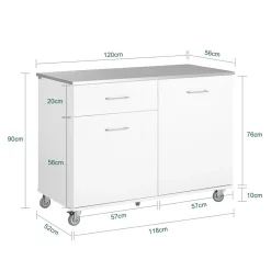 SoBuy Wyspa kuchenna z jedną szufladą Biały 120x56x90.5cm FKW117-W
