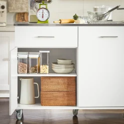 SoBuy Wyspa kuchenna z jedną szufladą Biały 120x56x90.5cm FKW117-W