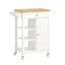 SoBuy Wózek kuchenny z szufladą Biały 67.5x40x86.5cm Nowoczesny FKW46-NW