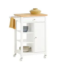 SoBuy Wózek kuchenny z szufladą Biały 67.5x40x86.5cm Nowoczesny FKW46-NW