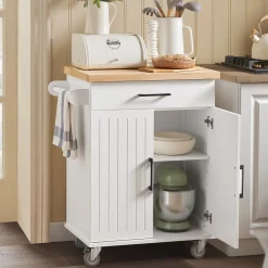 SoBuy Wózek kuchenny z szufladą 74x45.6x91cm Nowoczesny FKW119-NW