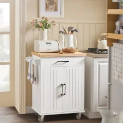 SoBuy Wózek kuchenny z szufladą 74x45.6x91cm Nowoczesny FKW119-NW