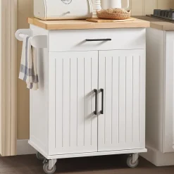 SoBuy Wózek kuchenny z szufladą 74x45.6x91cm Nowoczesny FKW119-NW