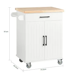 SoBuy Wózek kuchenny z szufladą 74x45.6x91cm Nowoczesny FKW119-NW
