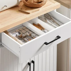 SoBuy Wózek kuchenny z szufladą 74x45.6x91cm Nowoczesny FKW119-NW