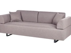 Sofa 3-osobowa ze stolikami brązowa