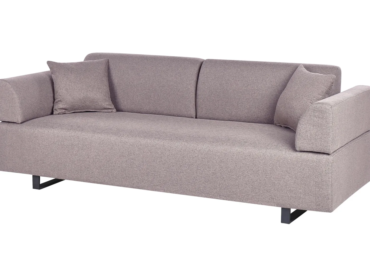 Sofa 3-osobowa ze stolikami brązowa