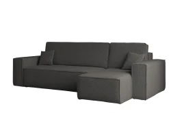 Sofa w kształcie L BEST, tkanina Abriamo, Grafitowy Prawostronny