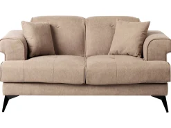 Sofa dwuosobowa tapicerowana jasnobrązowa