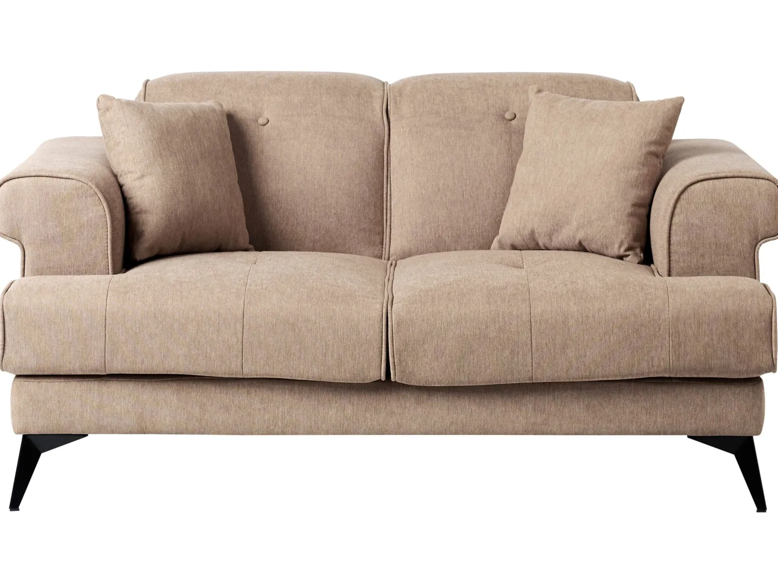 Sofa dwuosobowa tapicerowana jasnobrązowa