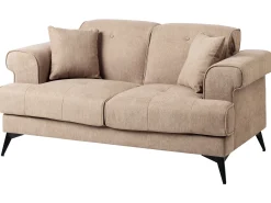 Sofa dwuosobowa tapicerowana jasnobrązowa