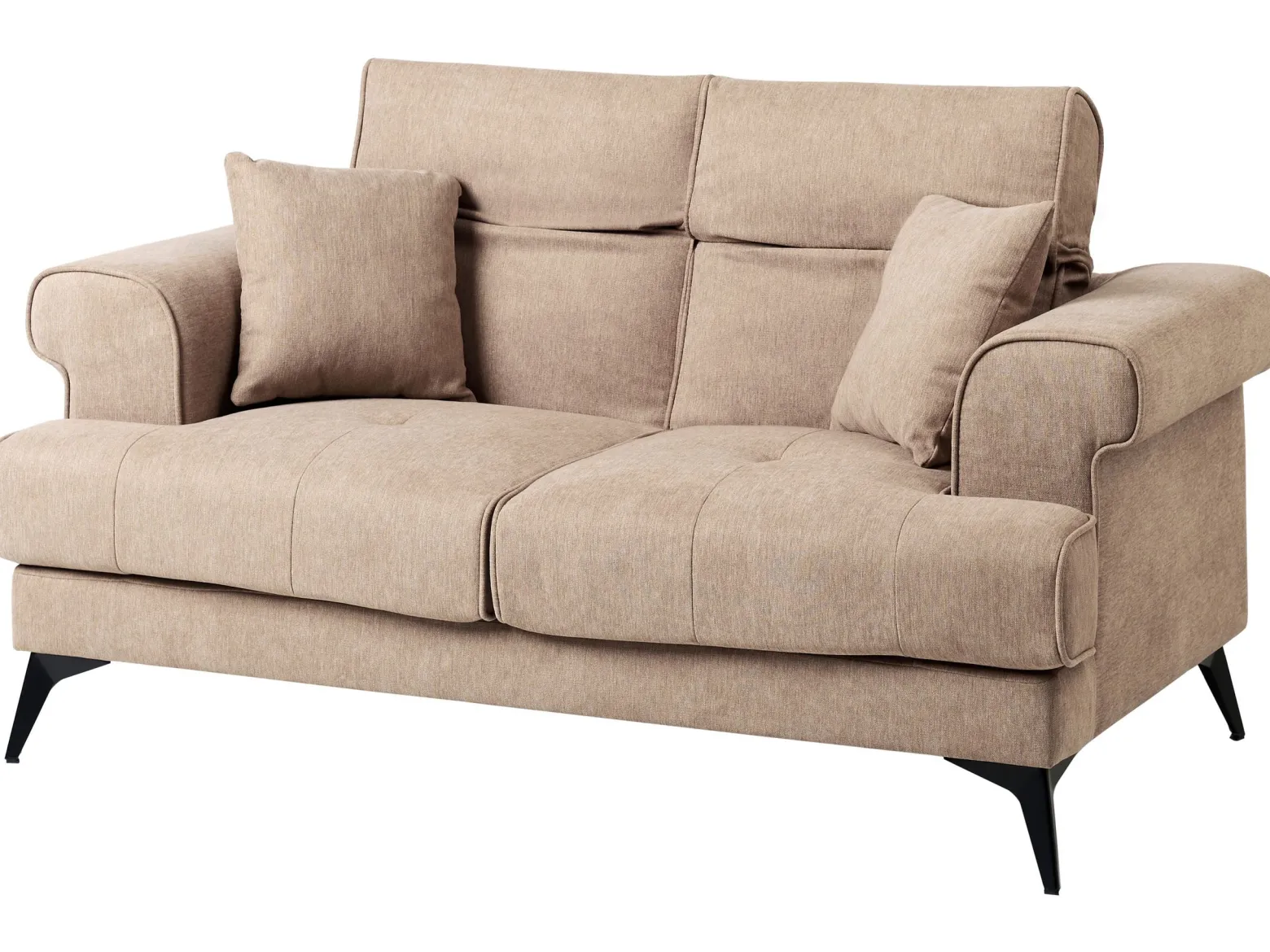 Sofa dwuosobowa tapicerowana jasnobrązowa