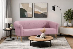 Sofa ESPERO z guzikami styl skandynawski 3 osobowa welur riviera 62