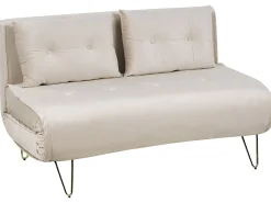 Sofa kanapa dwuosobowa welur beżowa