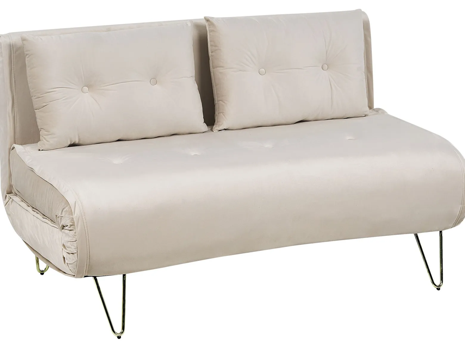 Sofa kanapa dwuosobowa welur beżowa