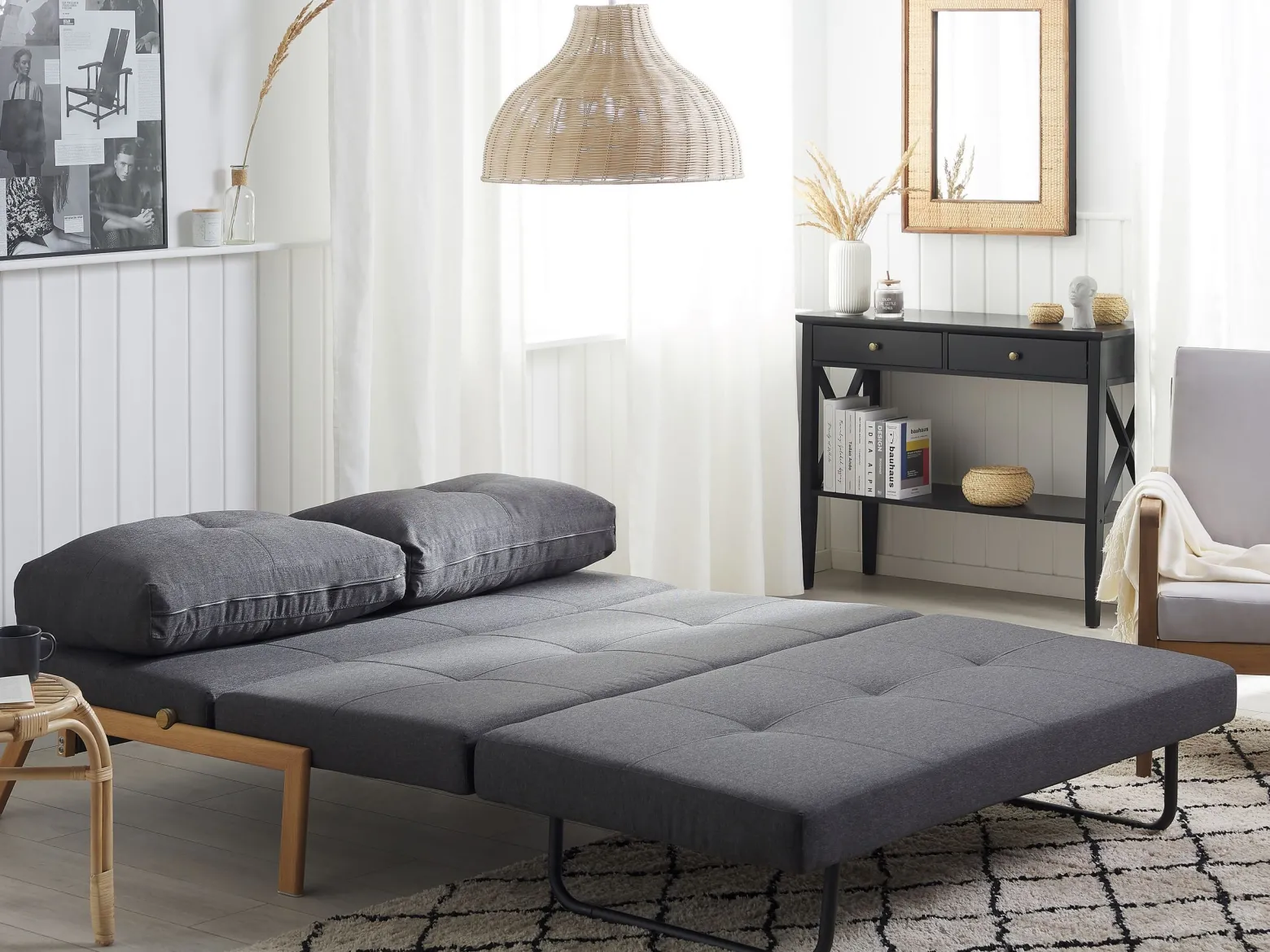 Sofa kanapa rozkładana 2-osobowa szara