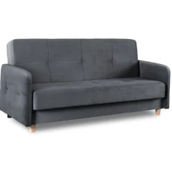 Sofa Kanapa Rozkładana z Funkcją Spania Wersalka Dwuosobowa Szara CUBA