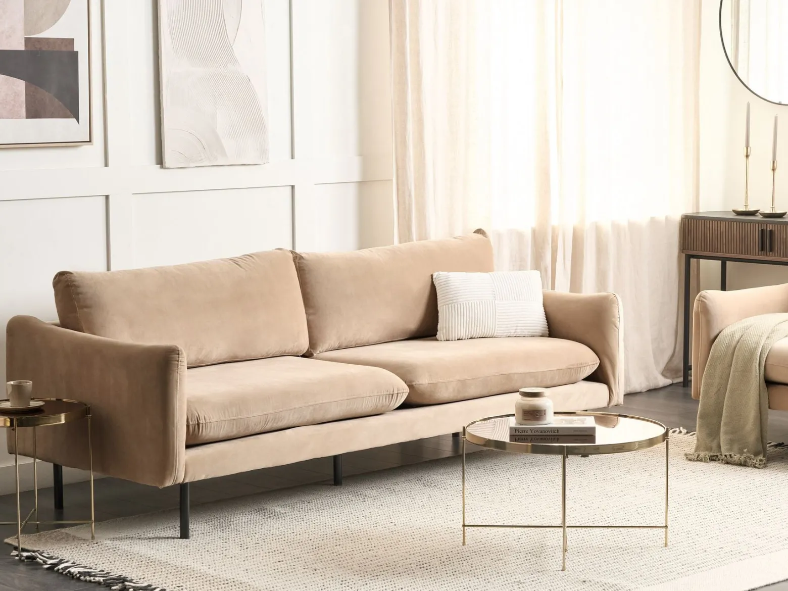 Sofa kanapa wersalka welur beżowa