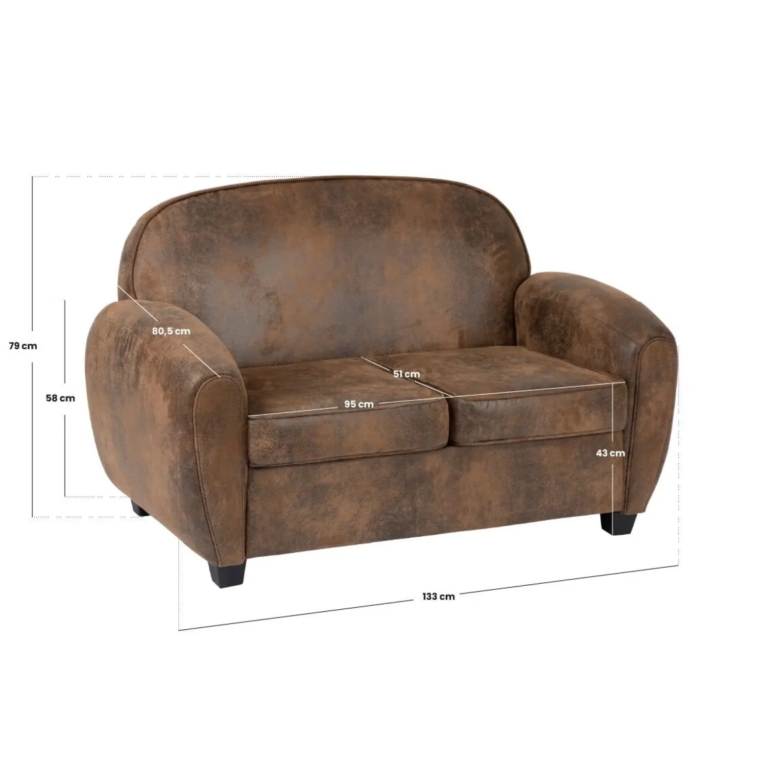 Sofa klubowa Stanis w stylu Vintage skóra ekologiczna