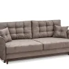 Sofa Lanti Beżowy Welur, Podstawa Orzech