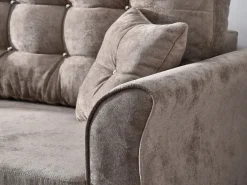 Sofa Lanti Beżowy Welur, Podstawa Orzech