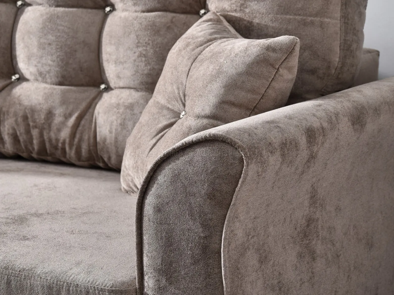 Sofa Lanti Beżowy Welur, Podstawa Orzech