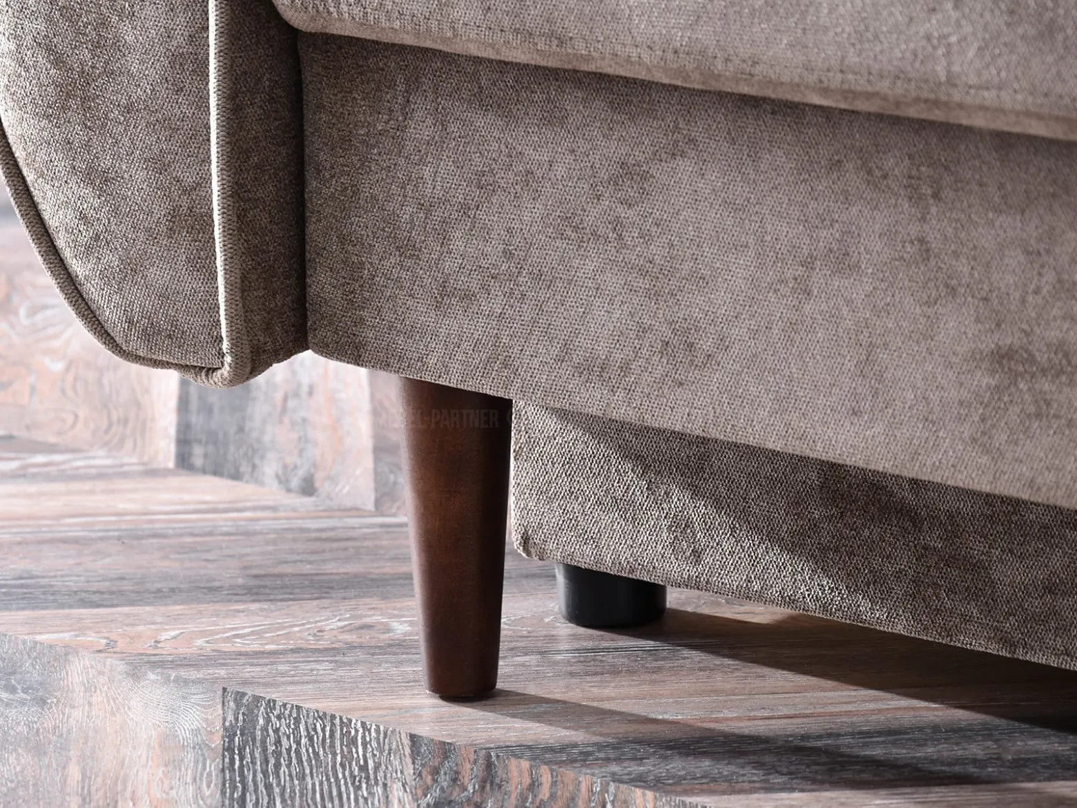 Sofa Lanti Beżowy Welur, Podstawa Orzech