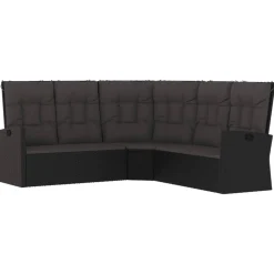 Sofa narożna Czarny Technorattan vidaXL
