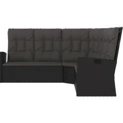 Sofa narożna Czarny Technorattan vidaXL