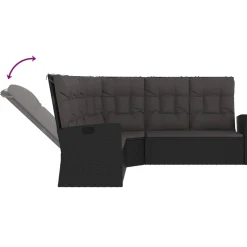 Sofa narożna Czarny Technorattan vidaXL