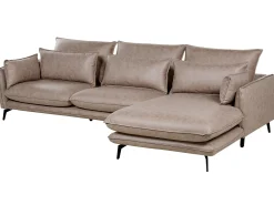 Sofa narożna lewostronna 3 osobowa jasnobrązowy