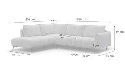 Sofa narożna 5 osobowa lewa AERA, ciemnoszara