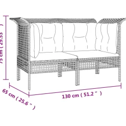 Sofa narożna Szary Technorattan Sofa narożna (2 szt.) vidaXL