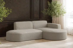 Sofa narożna w kształcie litery L, Modena tkanina Quelle Ciemnobeżowy Prawy