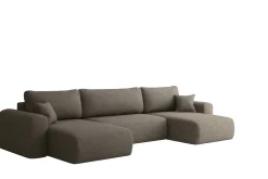 Sofa narożnik CAPRI U, z funkcją spania, do salonu, jasnobrązowy