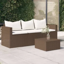 Sofa ogrodowa Brąz Technorattan vidaXL
