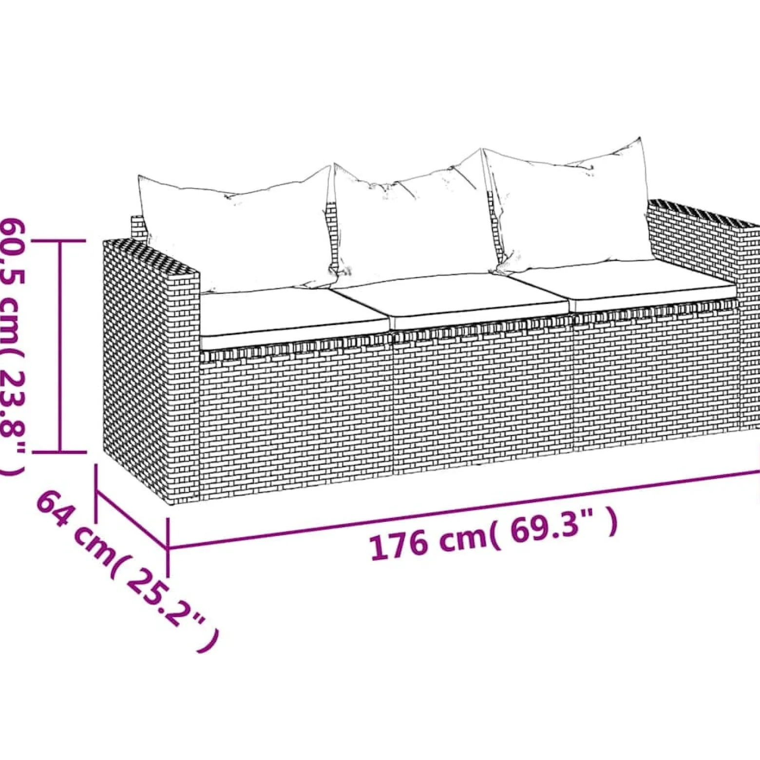Sofa ogrodowa Brąz Technorattan vidaXL