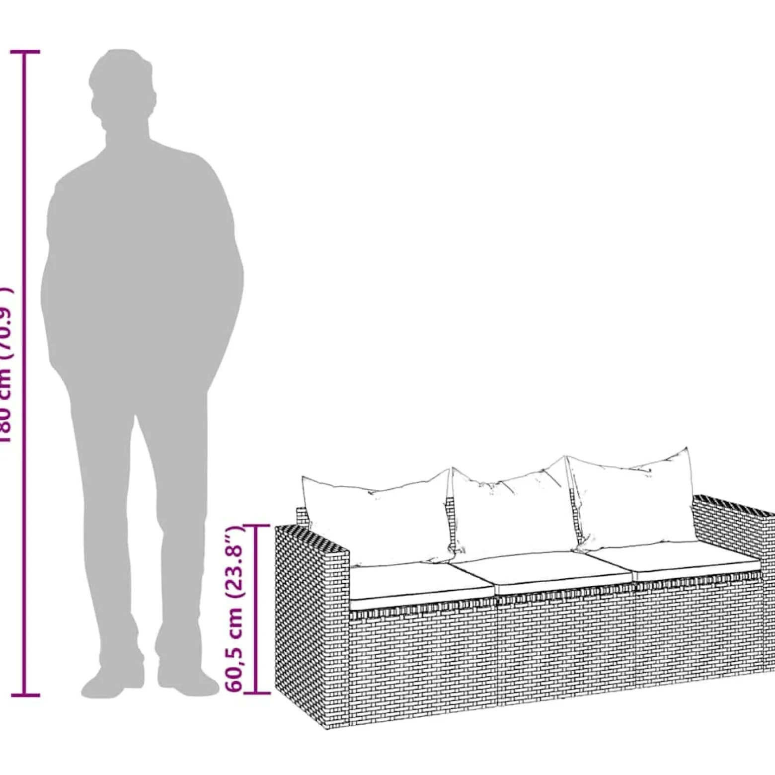 Sofa ogrodowa Brąz Technorattan vidaXL
