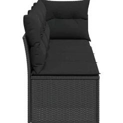 Sofa Ogrodowa Czarna z Poduszkami Fotel Siedzisko Na Taras Balkon