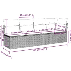 Sofa Ogrodowa Czarna z Poduszkami Fotel Siedzisko Na Taras Balkon