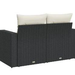 Sofa Ogrodowa Czarna z Poduszkami Fotel Siedzisko Na Taras Balkon