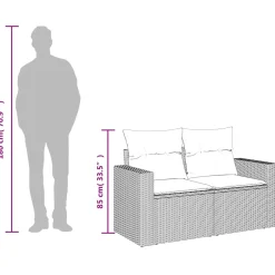 Sofa Ogrodowa Czarna z Poduszkami Fotel Siedzisko Na Taras Balkon