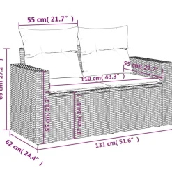 Sofa Ogrodowa Czarna z Poduszkami Fotel Siedzisko Na Taras Balkon
