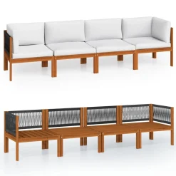 Sofa ogrodowa Kremowy Drewno akacjowe 4-osobowa vidaXL